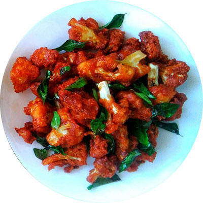 Cauliflower 65 (Gobi 65) at Aanchal Indian Restaurant & Bakery Edmonton — Crispy Cauliflower in Sweet Garlic Sauce